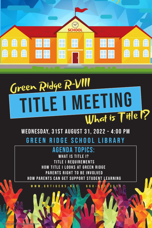 Flyer for Title I meeting August 31 at 4:00